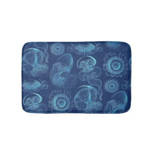 Tapis De Bain Leptomedusae d'Ernst Haeckel (bleu-foncé)