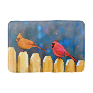 Tapis De Bain Les cardinaux sur la peinture de clôture - Art or