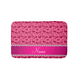Tapis De Bain Les coeurs roses nommés personnalisés chausse de