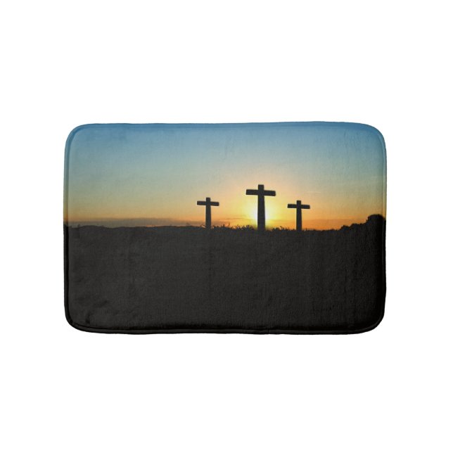 Tapis De Bain Les croix de crucifixion au coucher du soleil (Devant)