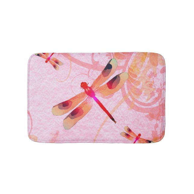 Tapis De Bain Les libellules Sur Le Mat Rose (Devant)