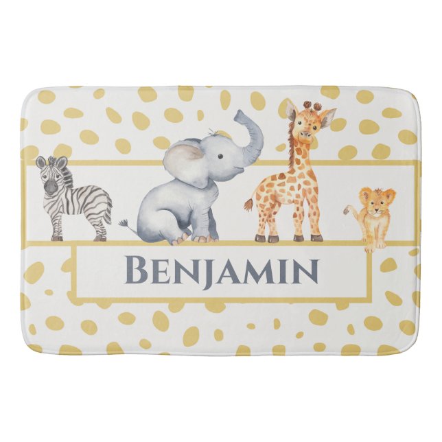 Tapis De Bain Les mignons Garçons Jungle Safari Bébés Animaux (Devant)