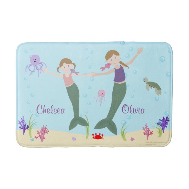 Tapis De Bain Les soeurs blondes foncées de sirène ont (Devant)