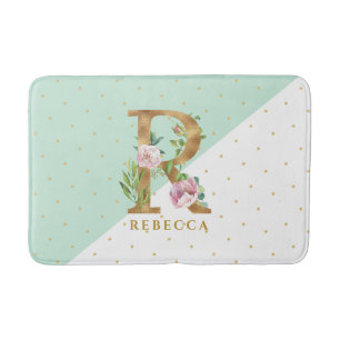 Tapis De Bain Lettre monogramme floral R pour REBECCA