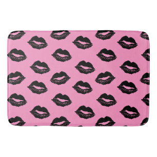 Tapis De Bain Lèvres baisantes Motif rose et noir