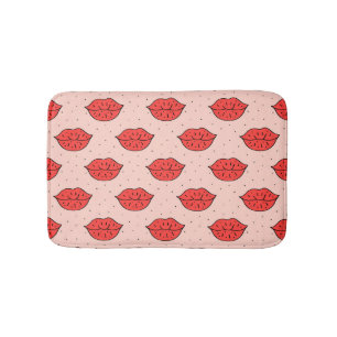 Tapis De Bain Lèvres caricaturales : motif féministe de doodle.