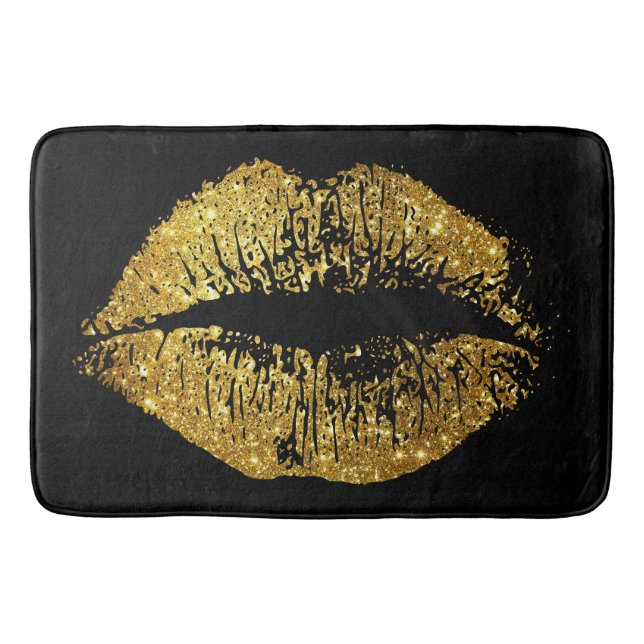 Tapis De Bain Lèvres de parties scintillantes d'or (Devant)