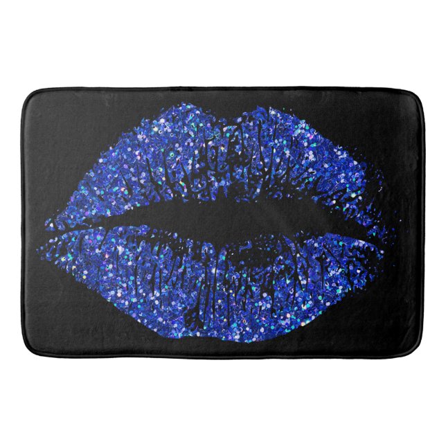 Tapis De Bain Lèvres Parties scintillant bleues #2 (Devant)