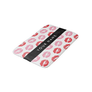Tapis De Bain Lèvres Rouges, Lèvres Roses, Baiser, Votre Nom, Pe