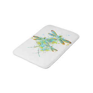 Tapis De Bain Libellule sarcelle éclaboussure