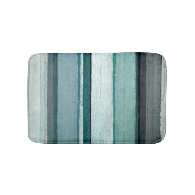 Tapis De Bain "Lien" Teal et art abstrait gris (Devant)