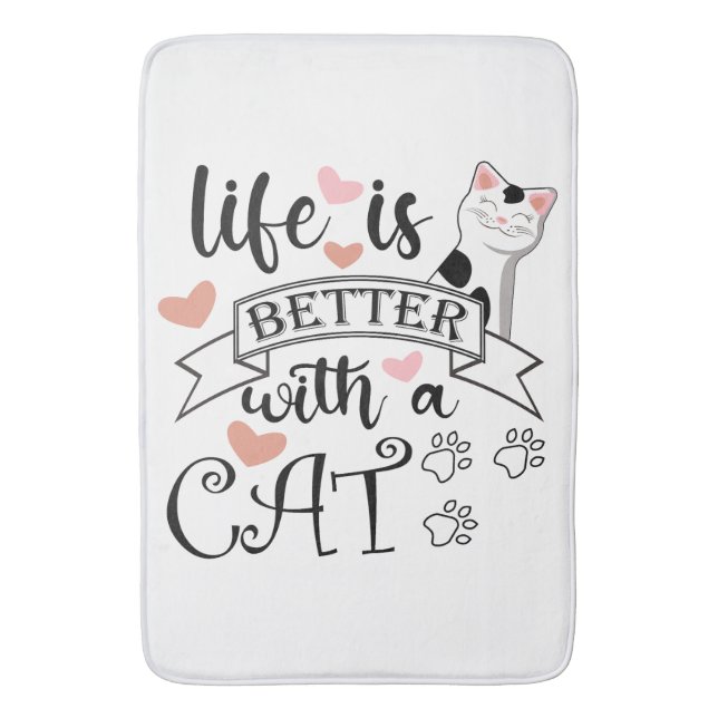 Tapis De Bain Life is Better With a Cat quote slogan (devant Vertical)