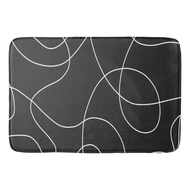 Tapis De Bain Lignes blanches sur noir (Devant)