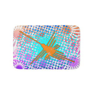 Tapis De Bain Lignes de Nazca Dorées Perdues Colibri