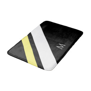 Tapis De Bain Lignes diagonales initiales personnalisées en noir