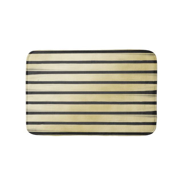 Tapis De Bain Lignes noires sur Arrière - plan or (Devant)