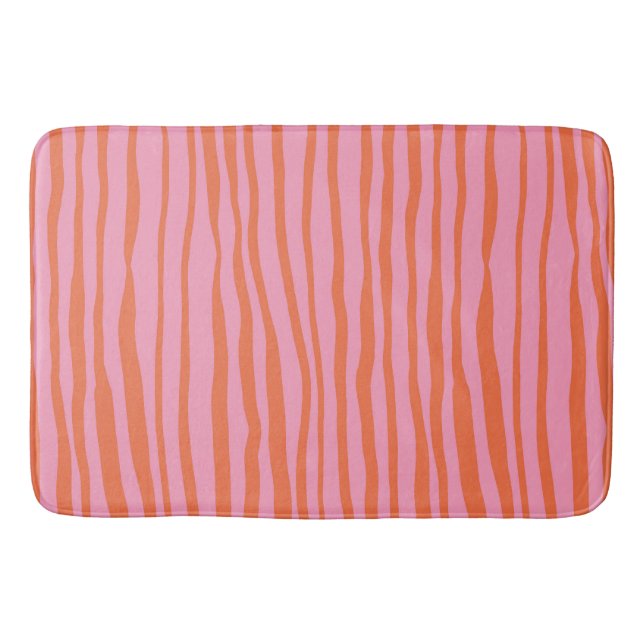 Tapis De Bain Lignes ondulées verticales rétro - pastel orange e (Devant)