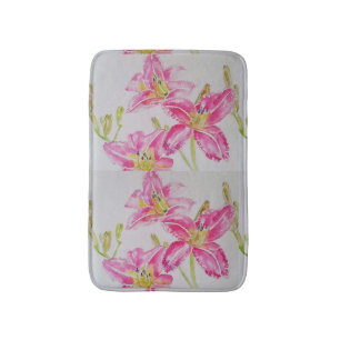 Tapis De Bain Lilias Lily Pink Peinture Aquarelle Florale