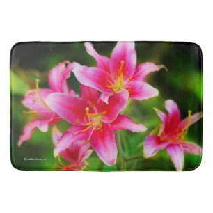 Tapis De Bain Lilies Torch olympiques rose vif