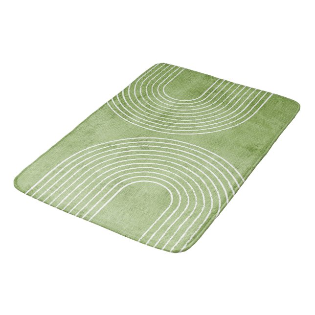 Tapis De Bain Lin vert citron minimaliste (Angle)