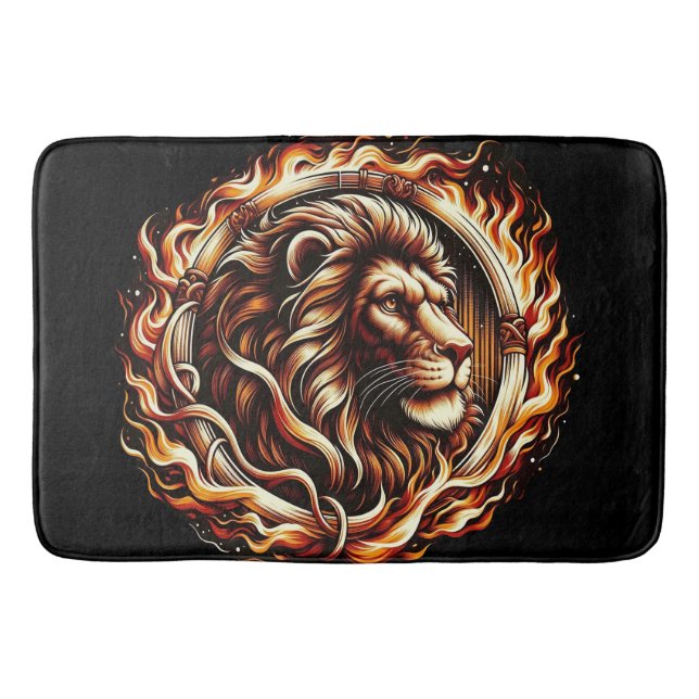 Tapis De Bain Lion flamboyant en anneau d'astrologie des flammes (Devant)