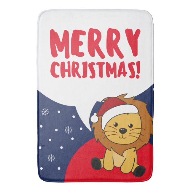 Tapis De Bain Lion Noël Neige Hiver Animaux Lions Bain Mat (devant Vertical)