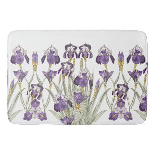Tapis De Bain L'iris pourpre de Nouveau d'art français fleurit