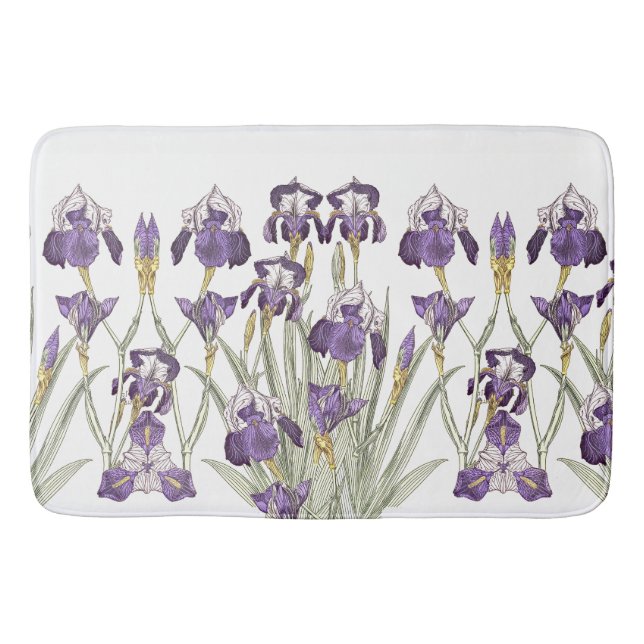 Tapis De Bain L'iris pourpre de Nouveau d'art français fleurit (Devant)
