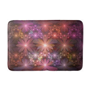 Tapis De Bain Lit De Fleurs Coloré Brillant Art Fractal Abstrait