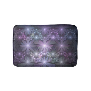 Tapis De Bain Lit de fleurs tendance brillant art fractal abstra