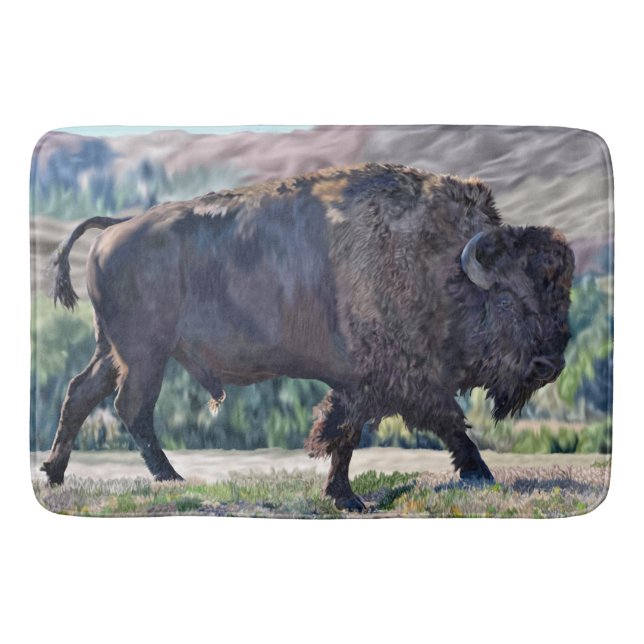 Tapis De Bain L'itinérance de bison américain dans les prairies (Devant)