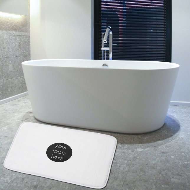 Tapis De Bain Logo d'affaires élégant blanc moderne (Créateur téléchargé)