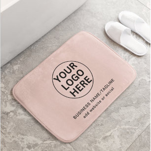 Tapis De Bain Logo et texte promotionnels Blush Pink Business