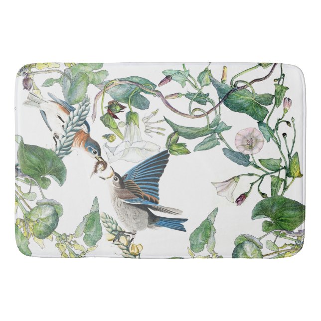 Tapis De Bain L'oiseau d'oiseau bleu d'Audubon fleurit le tapis (Devant)