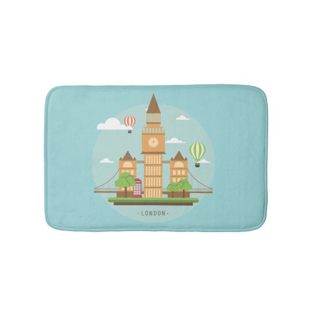 Tapis De Bain Londres Angleterre Landmarks Bath Mat Aqua (Devant)