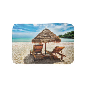 Tapis De Bain Lounge on beach throw pillow