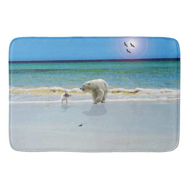 Tapis De Bain L'Ours Polaire Rencontre Jack Russell, Mousse Mémo (Devant)