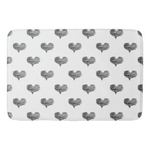 Tapis De Bain Love Valentine's Day Black Heart Sketch