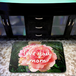 Tapis De Bain Love You Mom Citer Soft Rose Gros plan Photo