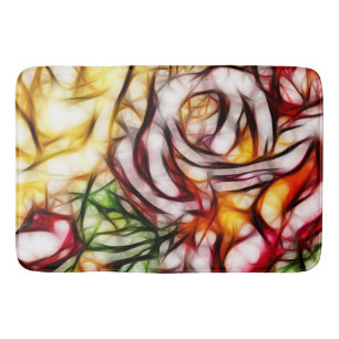Tapis De Bain Lumière jaune abstraite Rose artistique florale