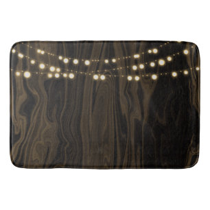 Tapis De Bain Lumières à cordes en bois brun rustique fantaisist