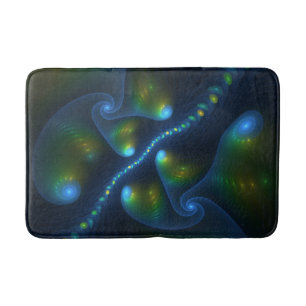Tapis De Bain Lumières de l'Imaginaire Abstrait Bleu Vert Jaune