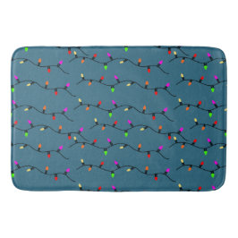 Tapis De Bain Lumières De Noël Colorées Sur Bleu