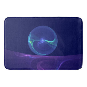 Tapis De Bain Lumineuse Bleu Violet Rêve Abstrait Fractal Art