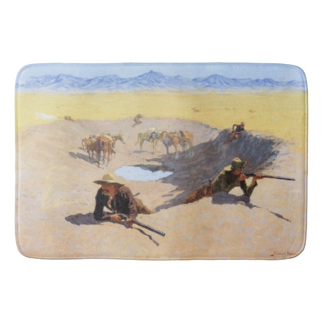 Tapis De Bain Lutter pour le trou d'eau (par Frederic Remington) (Devant)