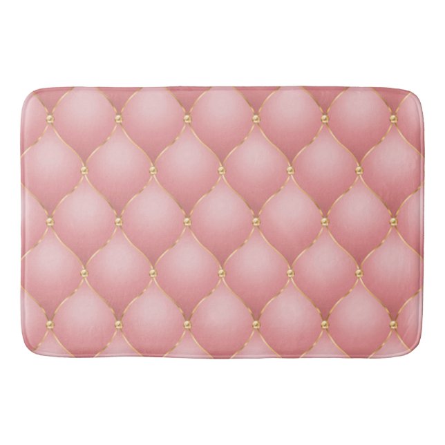 Tapis De Bain Luxe Blush Rose Rose Or Diamond Motif Tufted (Devant)