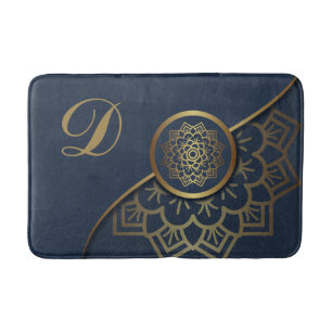 Tapis De Bain Luxe personnalisé Mandala Art Blue