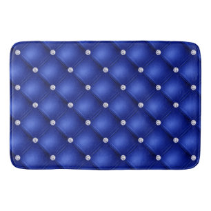Tapis De Bain Luxe Royal Blue Diamond Tufted Motif