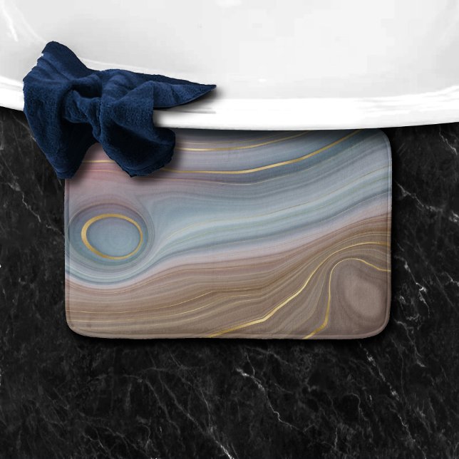 Tapis De Bain Luxe Strata | Assiette rose Taupe bleu ardoise (Créateur téléchargé)