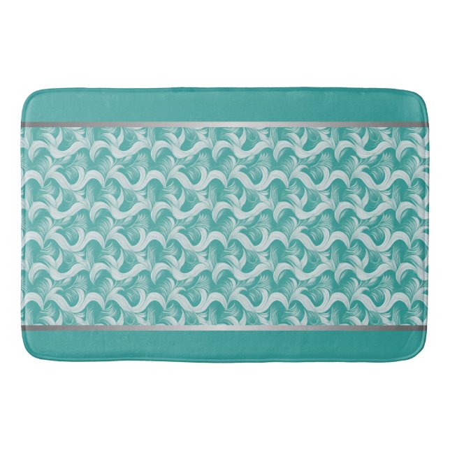 Tapis De Bain Luxueux complexe Abstrait Turquoise (Devant)